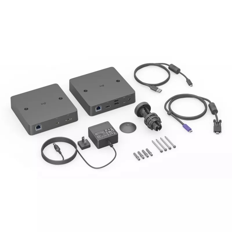 Prailginimo rinkinys Logitech Extend juodas, perdirbtas plastikas USB-C laidai