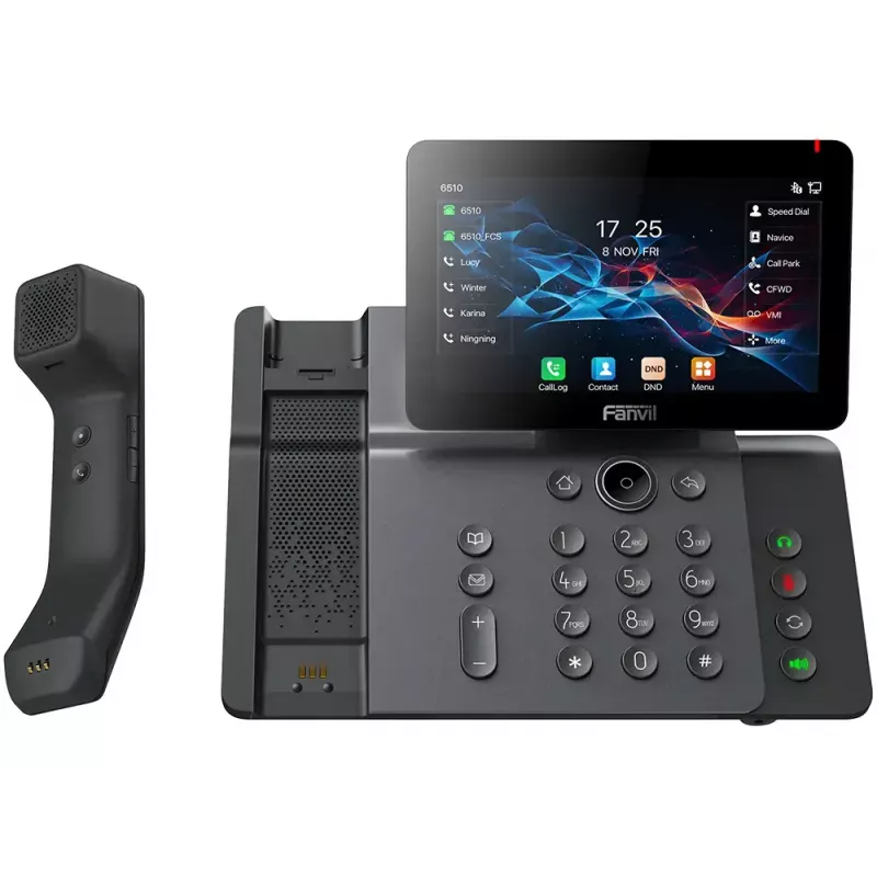 IP telefonas Fanvil V66 PRO tamsiai pilkas 20 linijų IPS Wi-Fi laidinis ragelis