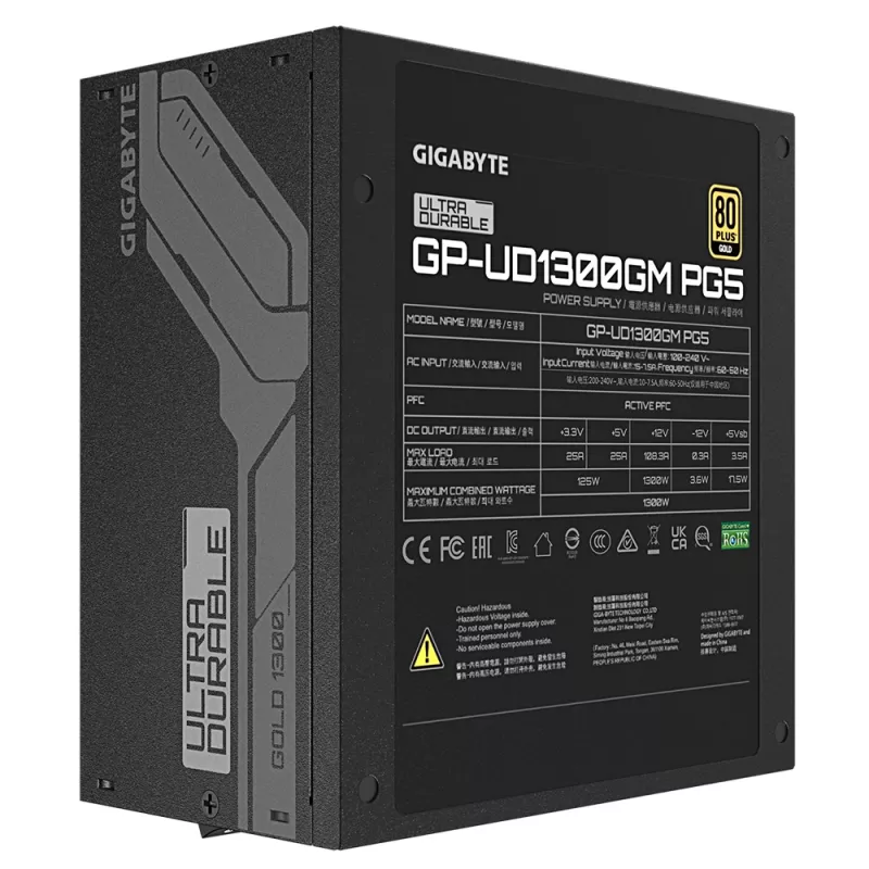 GIGABYTE UD1300GM PG5 maitinimo blokas 1300 W 20+4 kontaktų ATX ATX juodas
