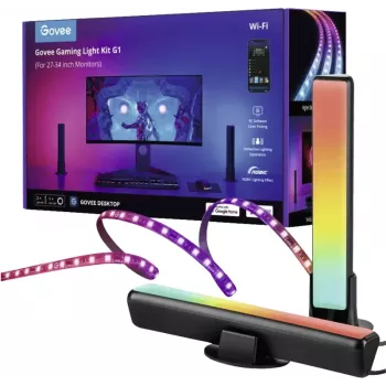 Išmanus apšvietimo rinkinys Govee H6608 — „Wi‑Fi“ / „Bluetooth“, juoda, įvairių spalvų, 3 vnt., 1,5 m laidas