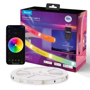 Išmani LED juostelė Govee Strip Light S 5m – Wi‑Fi/Bluetooth, RGBIC, 5 000 mm, balta