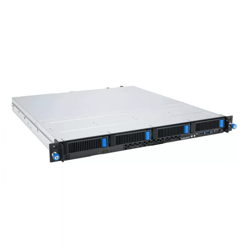Stovo serveris ASUS RS300-E12-RS4, 1U, Intel C262, LGA1700, Xeon E-2400, 4x karštai keičiami 3,5 colio lizdai, 450W maitinimo šaltinis, DDR5 UDIMM iki 128 GB