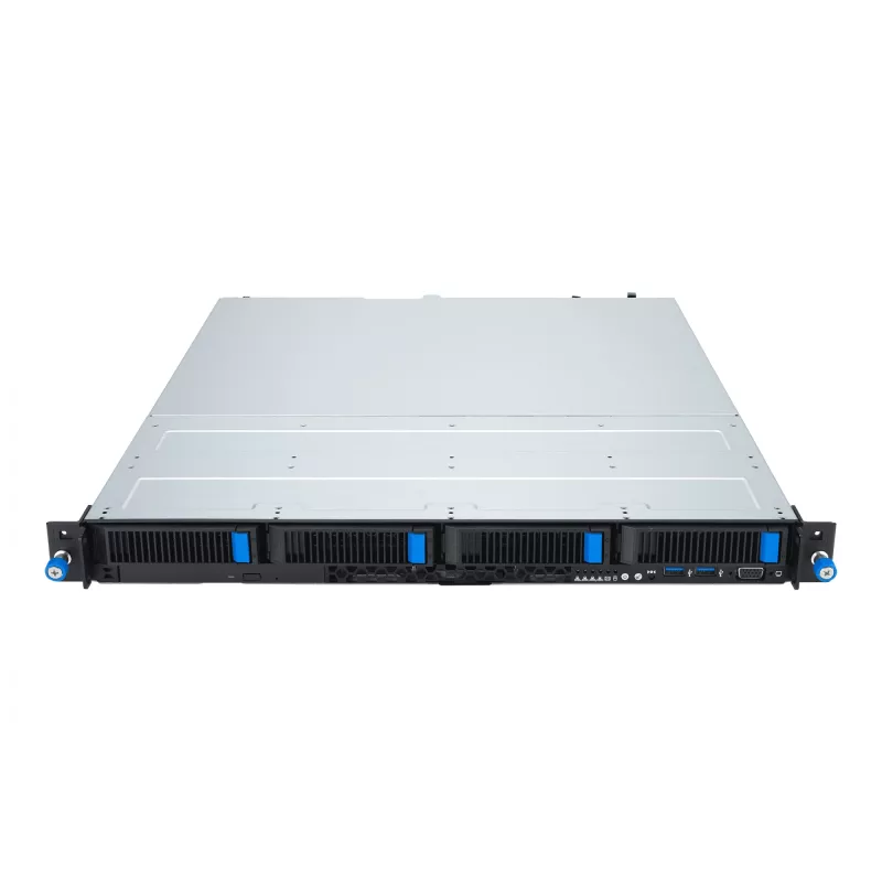 Stovo serveris ASUS RS300-E12-RS4, 1U, Intel C262, LGA1700, Xeon E-2400, 4x karštai keičiami 3,5 colio lizdai, 450W maitinimo šaltinis, DDR5 UDIMM iki 128 GB