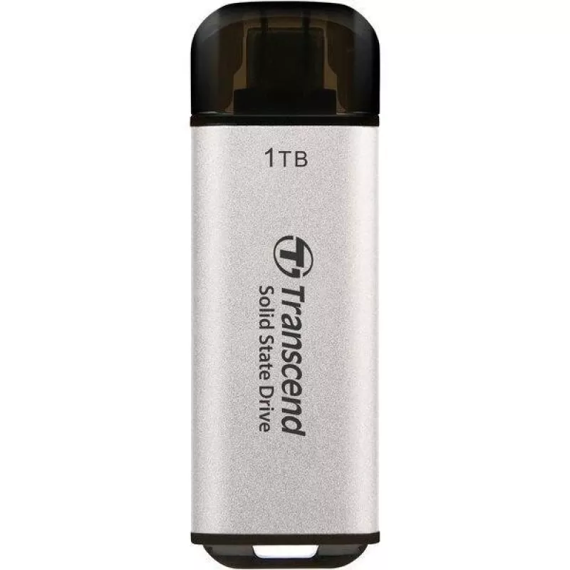TRANSCEND Esd300s – 1TB nešiojamasis SSD – USB Type-C – 3D NAND Flash – sidabrinis