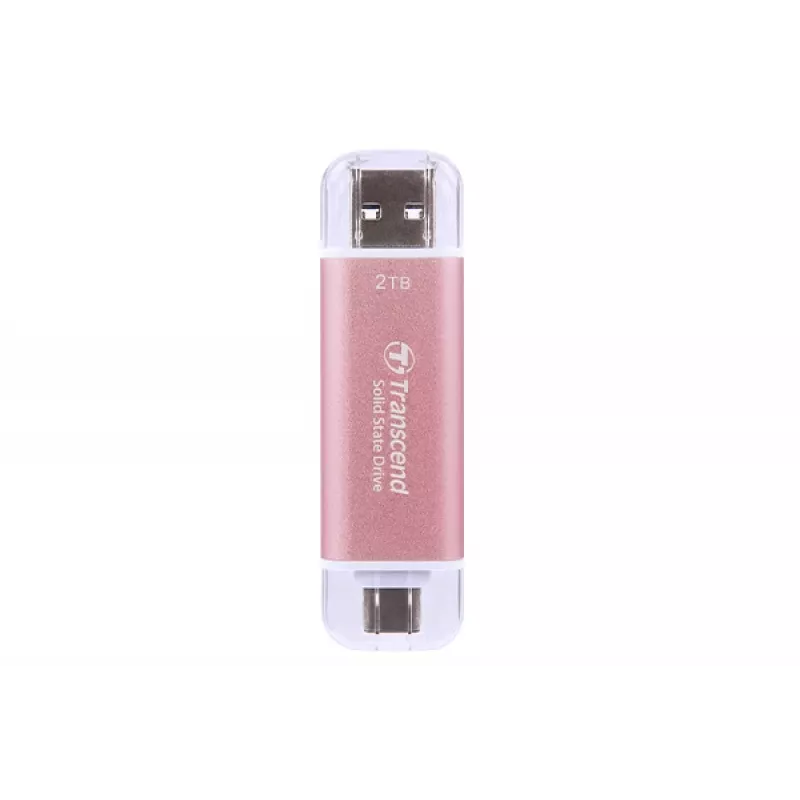 TRANSCEND Esd310p - 2TB nešiojamasis SSD - USB Type-A / USB Type-C - rožinis