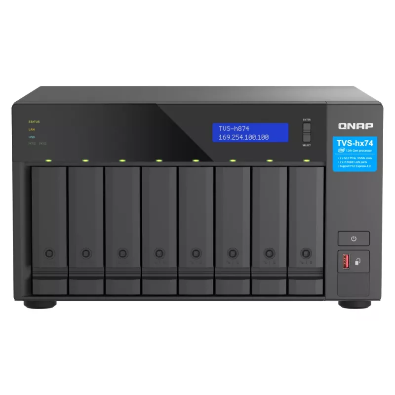 QNAP TVS-h874X NAS bokštinis Intel® Core™ i9 64 GB DDR4 0 TB QuTS hero juodos spalvos