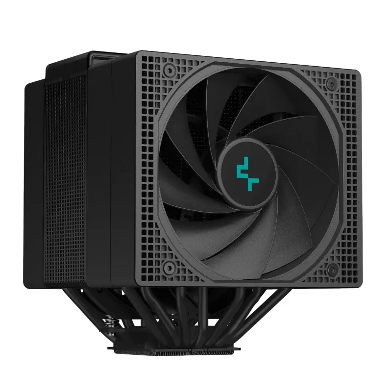 Oro aušintuvas DeepCool ASSASSIN IV VC VISION — dviejų ventiliatorių 120/140 mm, 300 W TDP, 7 šilumos vamzdeliai, LGA115x/LGA1200/LGA1700/LGA20xx suderinamas, juodas