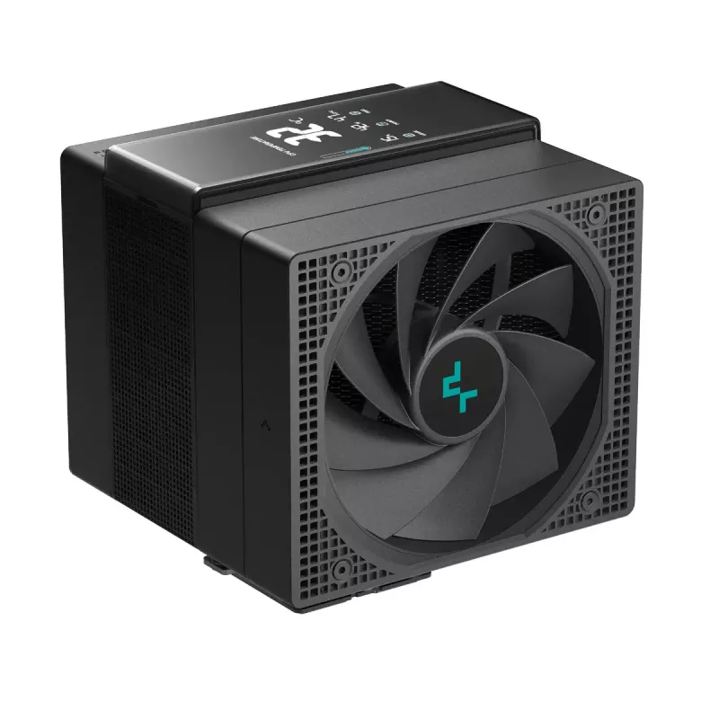 Oro aušintuvas DeepCool ASSASSIN IV VC VISION — dviejų ventiliatorių 120/140 mm, 300 W TDP, 7 šilumos vamzdeliai, LGA115x/LGA1200/LGA1700/LGA20xx suderinamas, juodas