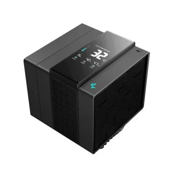 Oro aušintuvas DeepCool ASSASSIN IV VC VISION — dviejų ventiliatorių 120/140 mm, 300 W TDP, 7 šilumos vamzdeliai, LGA115x/LGA1200/LGA1700/LGA20xx suderinamas, juodas