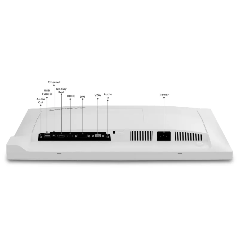 „Lenovo C24d-20“ kompiuterio monitorius 61 cm (24 colių) 1920 x 1200 pikselių Full HD LED pilkas, baltas