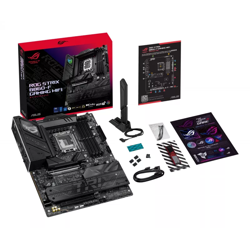 Pagrindinė plokštė ASUS ROG STRIX B860-F GAMING WIFI — Intel B860, LGA 1851, ATX, DDR5, 4x DIMM, Wi‑Fi 7, 2.5Gb LAN, 4x M.2