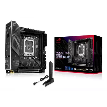 Pagrindinė plokštė ASUS ROG STRIX B860-I GAMING WIFI — Intel B860, LGA 1851, mini ITX, 2× DDR5 DIMM (iki 128 GB), Wi‑Fi 7, 2,5 Gb LAN
