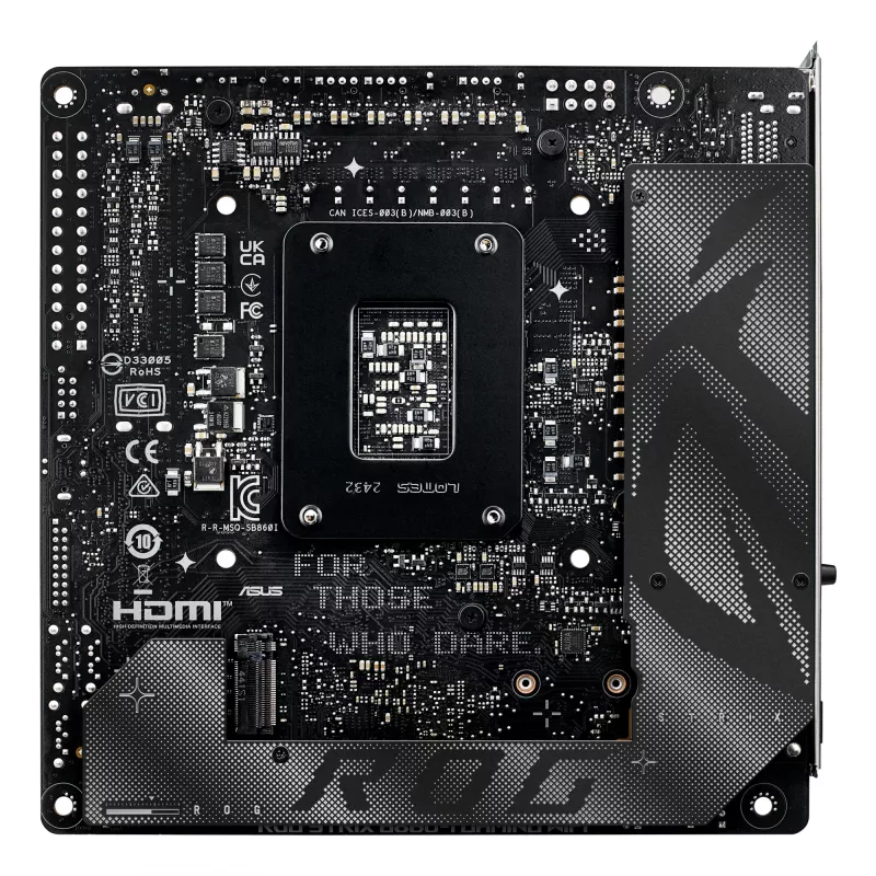 Pagrindinė plokštė ASUS ROG STRIX B860-I GAMING WIFI — Intel B860, LGA 1851, mini ITX, 2× DDR5 DIMM (iki 128 GB), Wi‑Fi 7, 2,5 Gb LAN