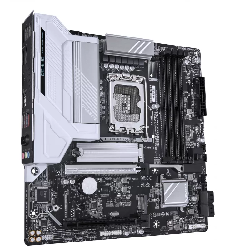 GIGABYTE B860M GAMING X WIFI6E Motininė plokštė – Intel Core Ultra serijos procesoriams, 8+1+2+2 fazių VRM, iki 9200MHz DDR5, 1xPCIe 5.0 + 1xPCIe 4.0 M.2, 2.5GbE LAN, WIFI 6E, USB 4
