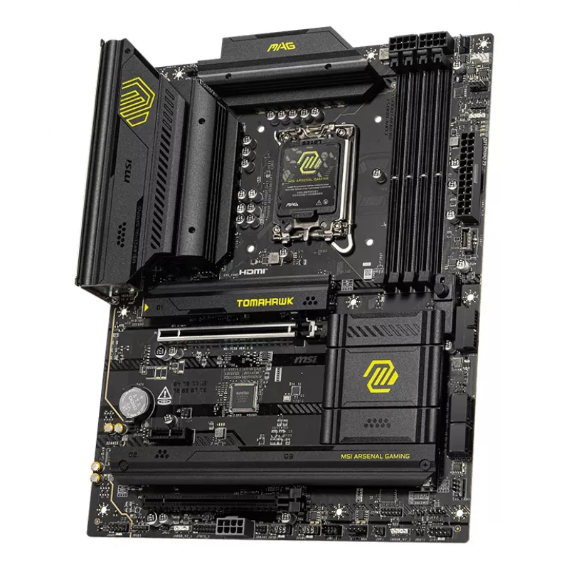 Pagrindinė plokštė MSI MAG B860 TOMAHAWK WIFI — Intel B860, LGA 1851, ATX, DDR5, 4x DIMM, 3x M.2, Wi‑Fi 7, 5GbE