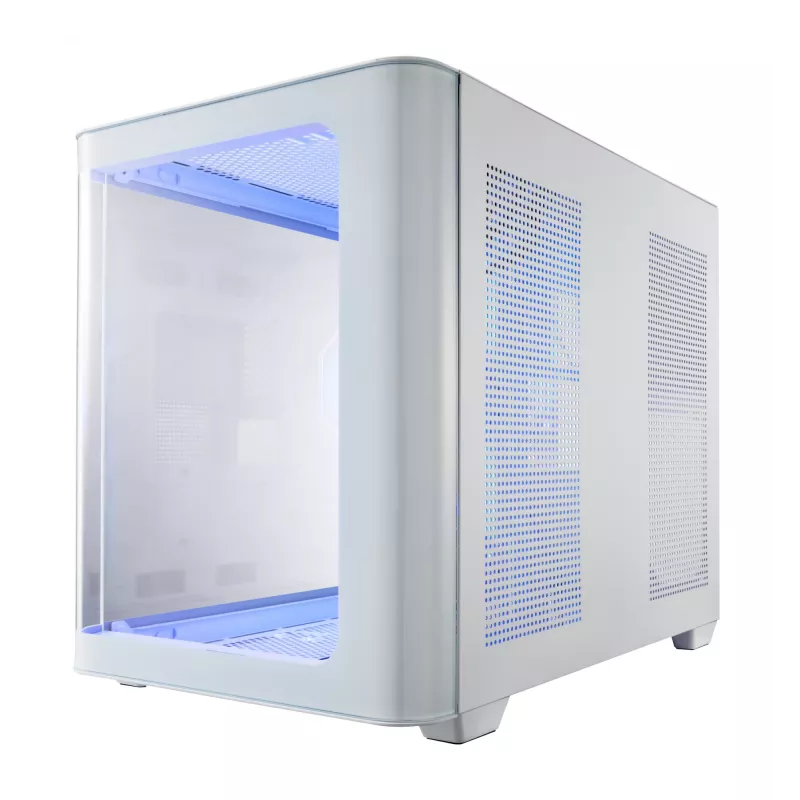 FSP S380-WA korpusas Mini Tower mITX, mATX baltas ARGB, Mikro bokštas, Kompiuterio, Balta, micro ATX, Mini-ITX, SPCC, Grūdintas stiklas, Žaidimams