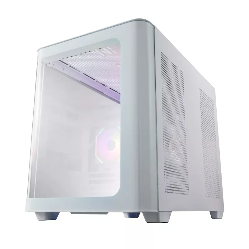 FSP S380-WA korpusas Mini Tower mITX, mATX baltas ARGB, Mikro bokštas, Kompiuterio, Balta, micro ATX, Mini-ITX, SPCC, Grūdintas stiklas, Žaidimams