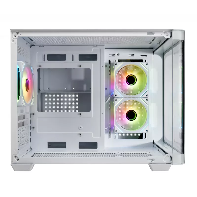 FSP S380-WA korpusas Mini Tower mITX, mATX baltas ARGB, Mikro bokštas, Kompiuterio, Balta, micro ATX, Mini-ITX, SPCC, Grūdintas stiklas, Žaidimams