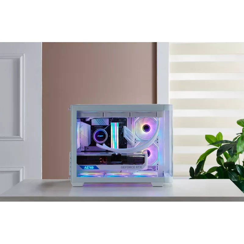 FSP S380-WA korpusas Mini Tower mITX, mATX baltas ARGB, Mikro bokštas, Kompiuterio, Balta, micro ATX, Mini-ITX, SPCC, Grūdintas stiklas, Žaidimams