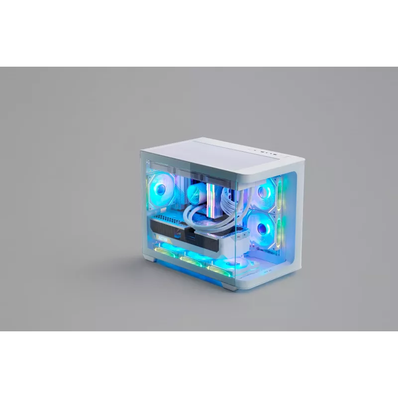 FSP S380-WA korpusas Mini Tower mITX, mATX baltas ARGB, Mikro bokštas, Kompiuterio, Balta, micro ATX, Mini-ITX, SPCC, Grūdintas stiklas, Žaidimams