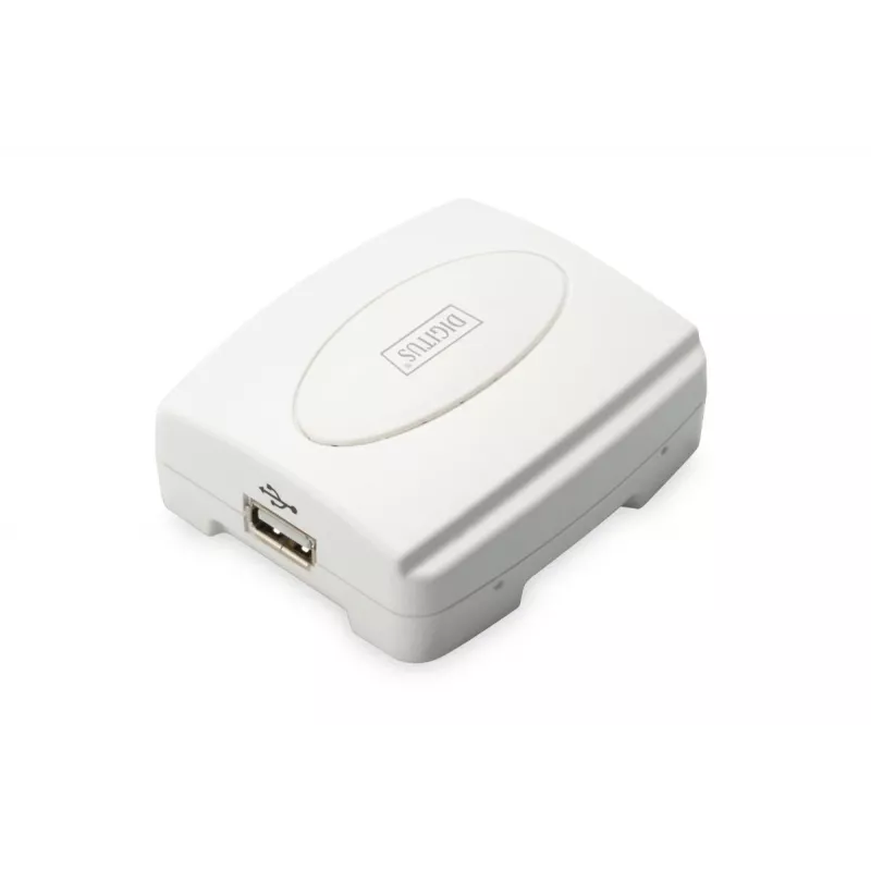 DIGITUS USB spausdinimo serveris, 1 prievadas 1x RJ45, 1x USB A, USB 2.0 Visoms įprastoms OS