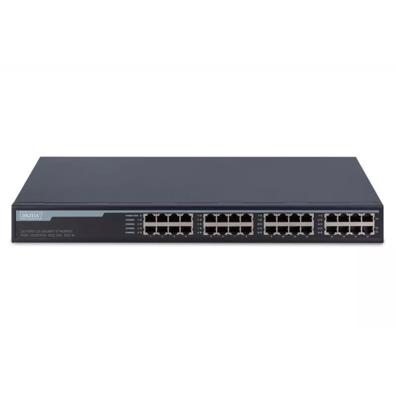 Gigabit Ethernet PoE+ injektorius Digitus DN-95116 16 prievadų 250 W