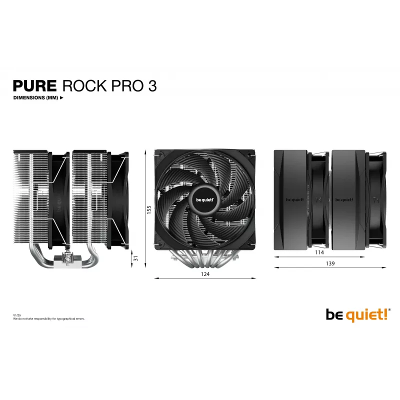 be quiet! Pure Rock Pro 3 procesoriaus oro aušintuvas 12 cm sidabrinis 1 vnt.