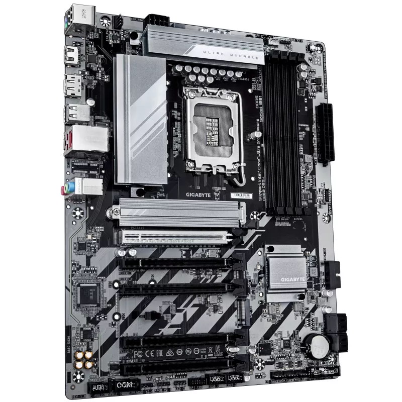 GIGABYTE B860 DS3H pagrindinė plokštė – palaiko Intel Core Ultra procesorius, 8+1+2+2 fazių VRM, iki 9066MHz DDR5, 1xPCIe 5.0 + 1xPCIe 4.0 M.2, 2.5 GbE LAN, USB 3.2 Gen 2x2
