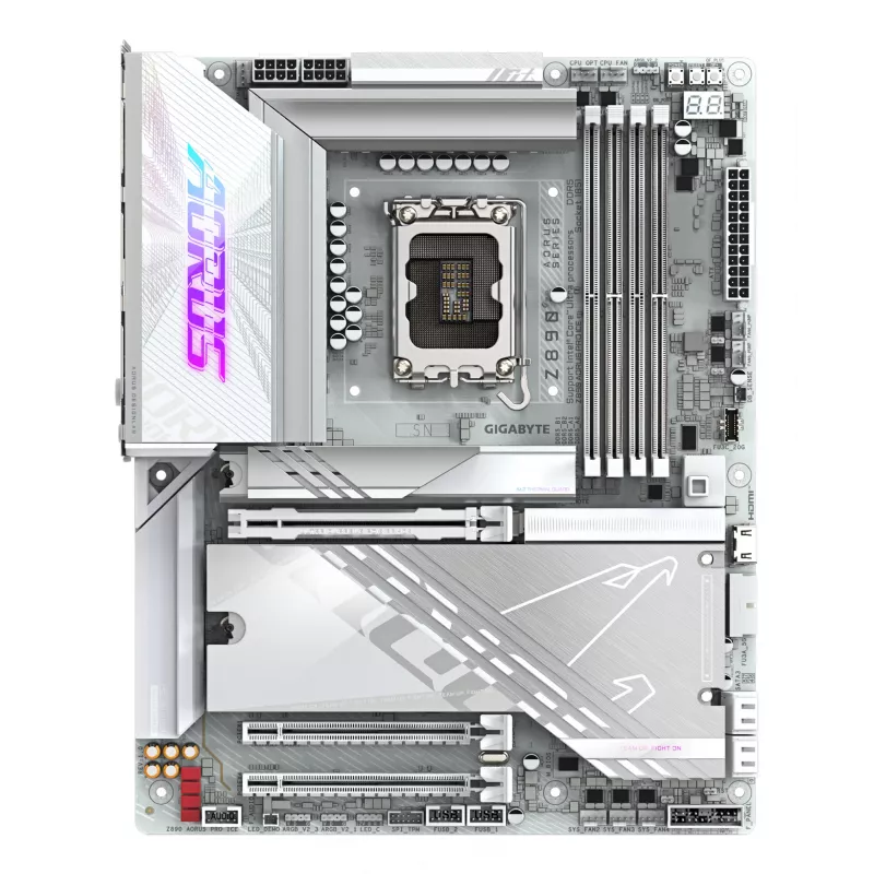 Pagrindinė plokštė GIGABYTE Z890 AORUS PRO ICE — Intel Z890, LGA 1851, ATX, DDR5, 4x DIMM, 4x M.2, 2.5Gb LAN, Wi‑Fi