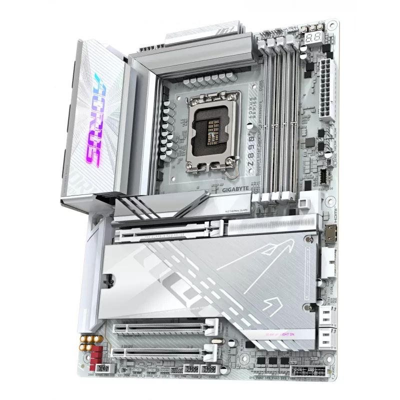 Pagrindinė plokštė GIGABYTE Z890 AORUS PRO ICE — Intel Z890, LGA 1851, ATX, DDR5, 4x DIMM, 4x M.2, 2.5Gb LAN, Wi‑Fi