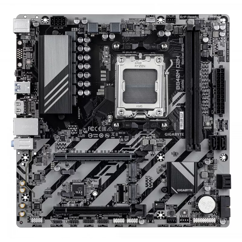 Pagrindinė plokštė GIGABYTE B840M D2H, AMD Ryzen 9000, Socket AM5, Micro ATX