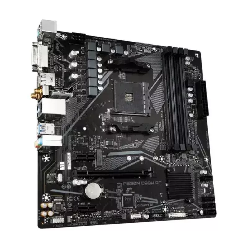 Motininė plokštė GIGABYTE A520M DS3H AC, A520, AM4, Micro ATX