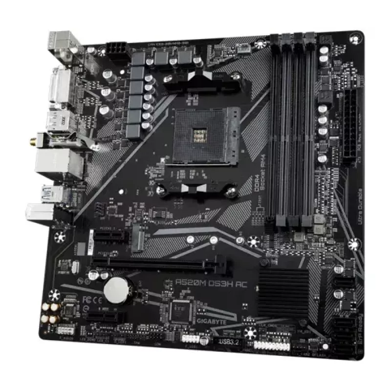 Motininė plokštė GIGABYTE A520M DS3H AC, A520, AM4, Micro ATX