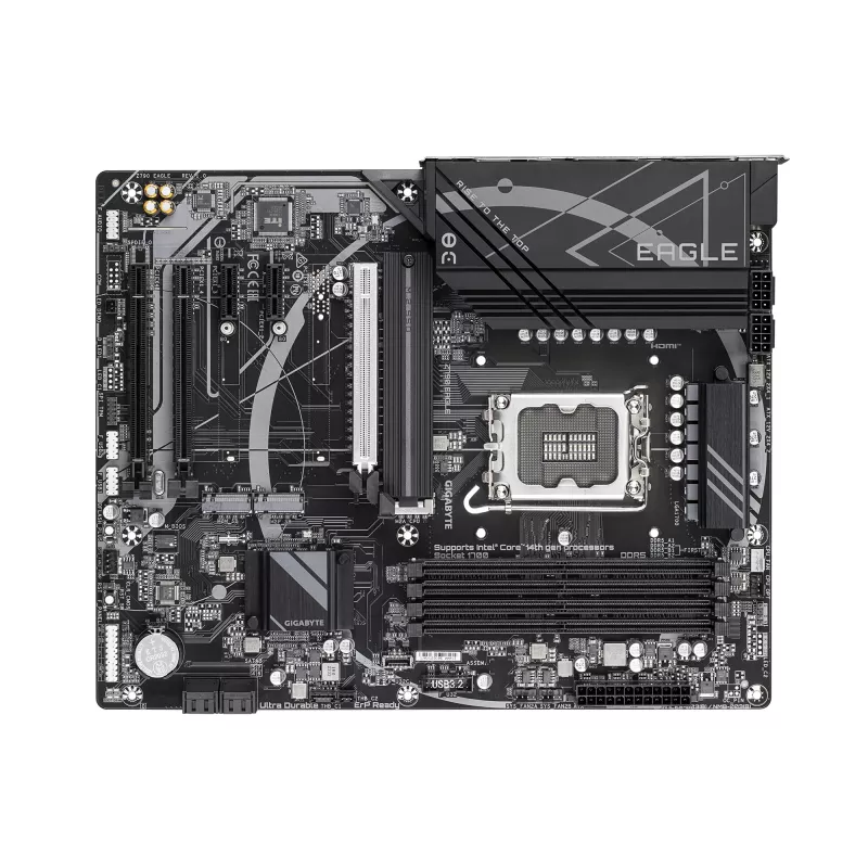 GIGABYTE Z790 EAGLE pagrindinė plokštė – palaiko 14-os kartos Intel Core procesorius, 12+1+1 fazių VRM, iki 7600 MHz DDR5 (OC), 3xPCIe 4.0 M.2, 2,5GbE LAN, USB 3.2 Gen 2