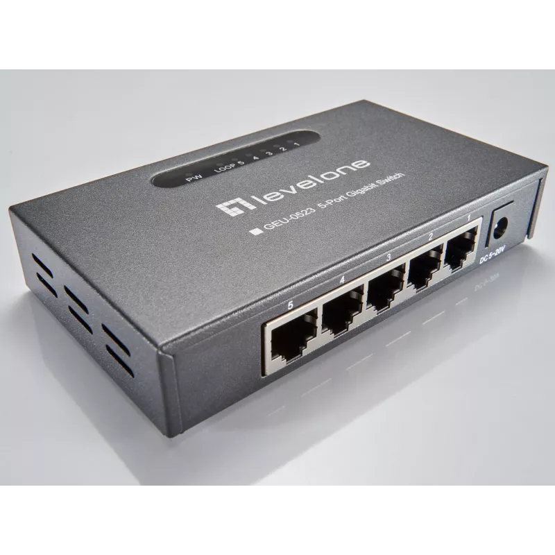 LevelOne GEU-0523 tinklo komutatorius Nevaldomas Gigabit Ethernet (10/100/1000) Juodas