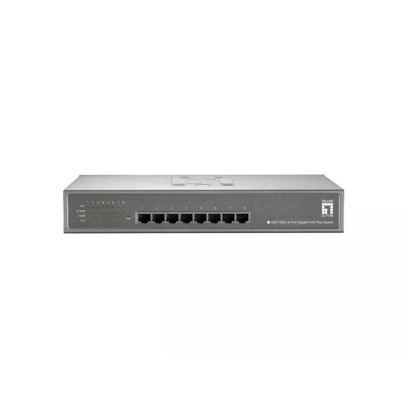 LevelOne 8 prievadų Gigabit PoE komutatorius, 802.3at/af PoE, 240W