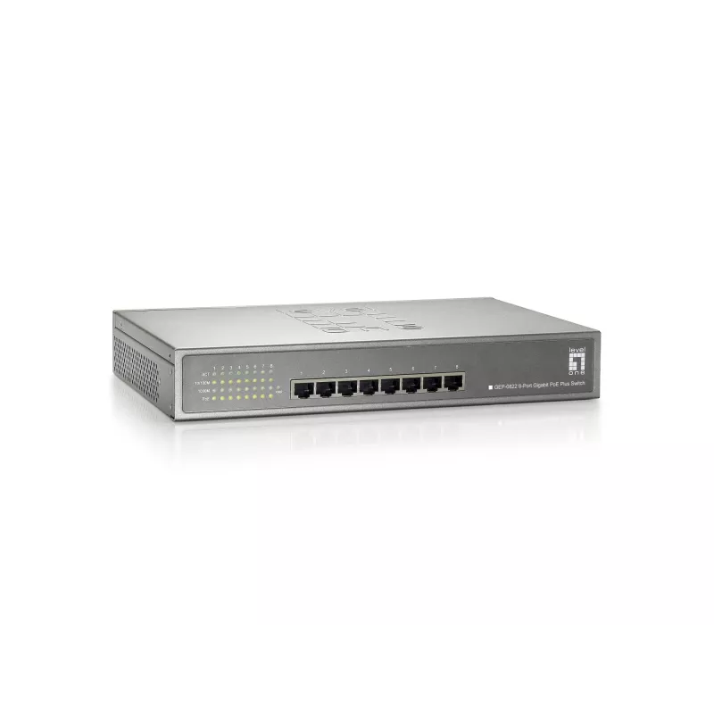 LevelOne 8 prievadų Gigabit PoE komutatorius, 802.3at/af PoE, 240W