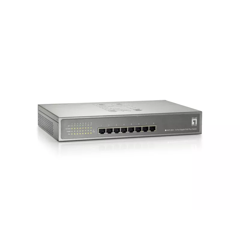 LevelOne 8 prievadų Gigabit PoE komutatorius, 802.3at/af PoE, 123,2 W