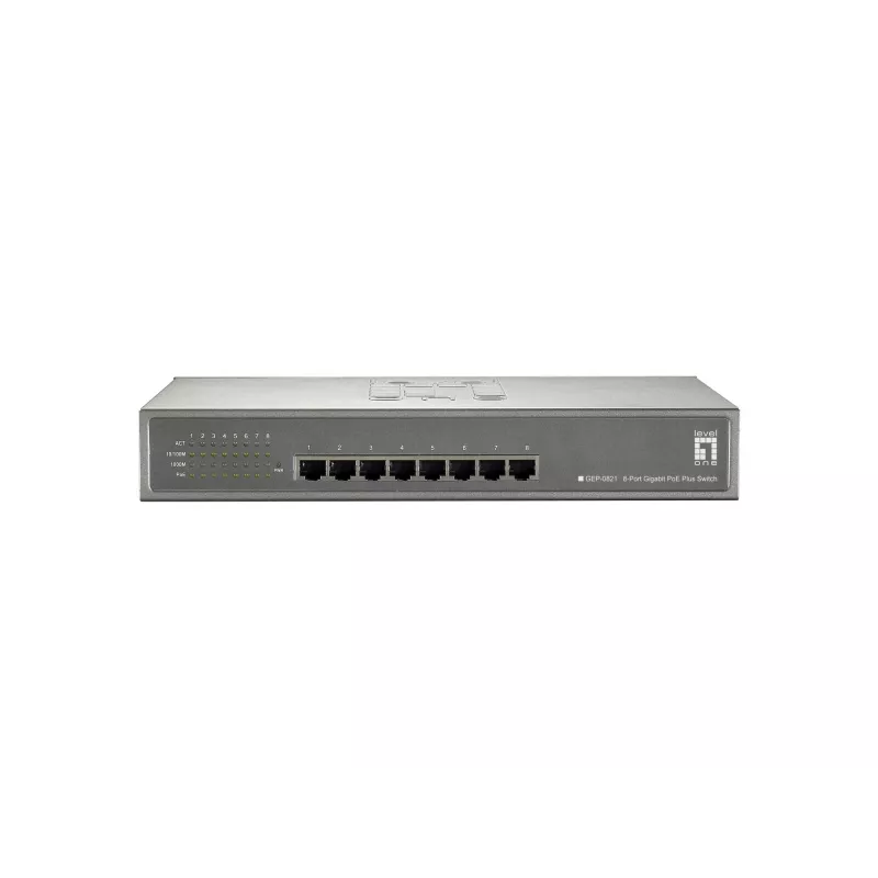 LevelOne 8 prievadų Gigabit PoE komutatorius, 802.3at/af PoE, 123,2 W