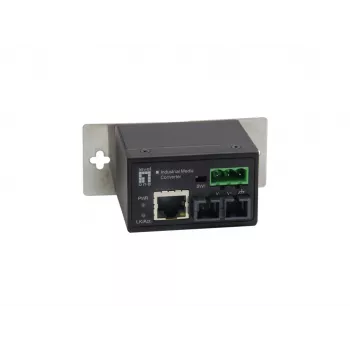LevelOne RJ45 į SC Fast Ethernet pramoninės medijos keitiklis, vienmodė skaidula, 30km, -40°C iki 75°C