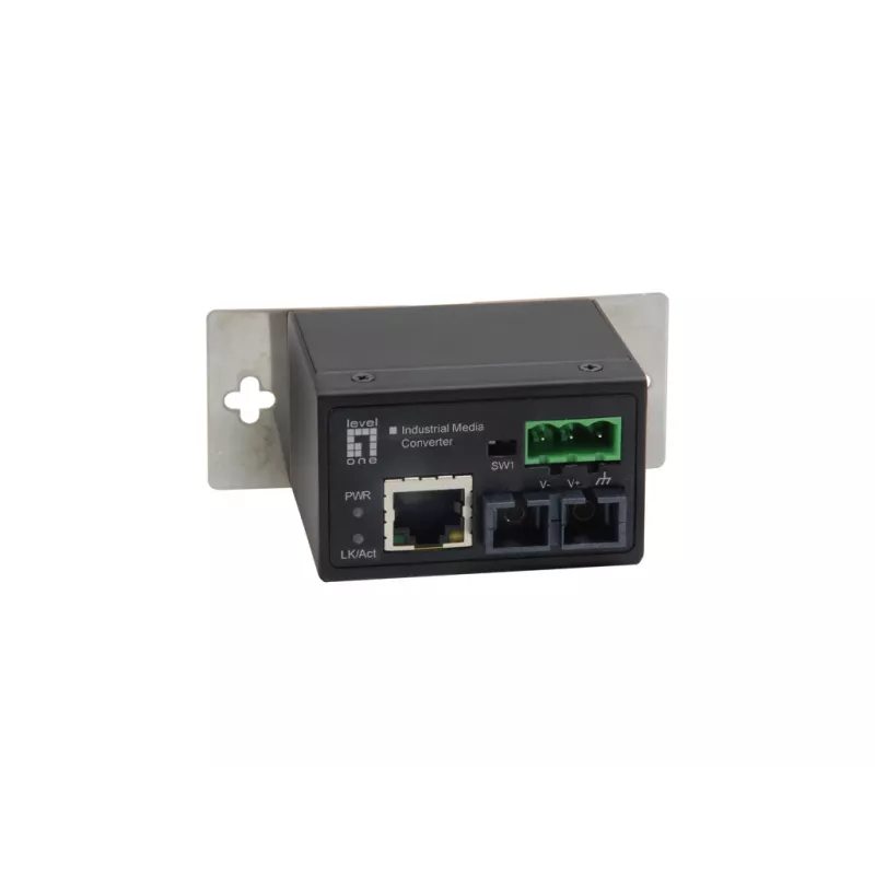 LevelOne RJ45 į SC Fast Ethernet pramoninės medijos keitiklis, vienmodė skaidula, 30km, -40°C iki 75°C