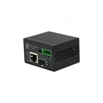 LevelOne RJ45-SFP greitaveikis eterneto pramoninis medijos keitiklis, nuo -40 °C iki 75 °C