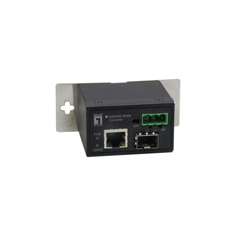 LevelOne RJ45-SFP greitaveikis eterneto pramoninis medijos keitiklis, nuo -40 °C iki 75 °C