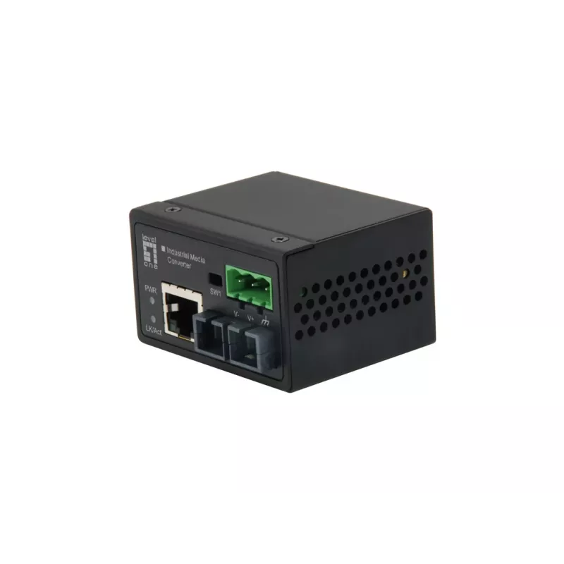 LevelOne RJ45 į ST Fast Ethernet pramoninis medijos keitiklis, daugiamodė šviesolaidė, 2 km, -40 °C iki 75 °C