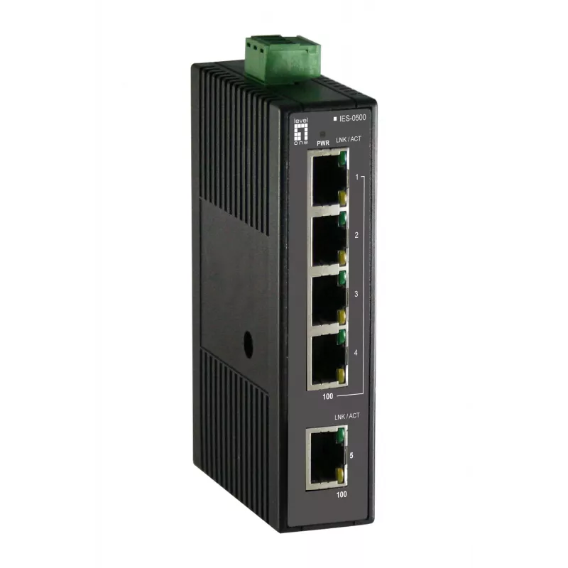 Nevaldomas jungiklis LevelOne 5 prievadų Fast Ethernet pramoninis jungiklis