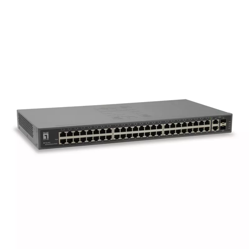 LevelOne 50 prievadų Fast Ethernet komutatorius, 2 x Gigabit SFP/RJ45 Combo