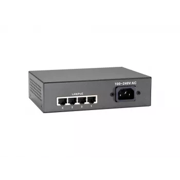 LevelOne 5 prievadų Fast Ethernet PoE komutatorius, 802.3at/af PoE, 4 PoE išėjimai, 65 W
