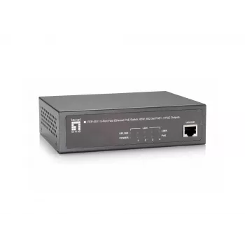 LevelOne 5 prievadų Fast Ethernet PoE komutatorius, 802.3at/af PoE, 4 PoE išėjimai, 65 W