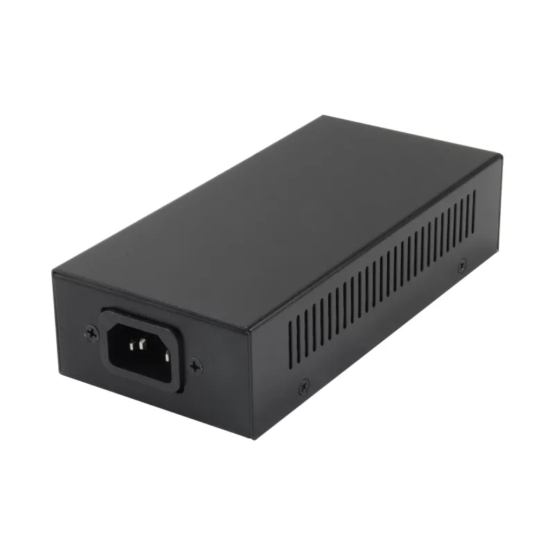 “LevelOne Gigabit PoE injektorius, 60W, 802.3at/af PoE, Gigabit Ethernet, 10,100,1000 Mbit/s, IEEE 802.3af, IEEE 802.3at, IEEE 802.3bt, juoda, maitinimas, 60 W”