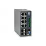 LevelOne TURING 12 prievadų L3 Lite valdomas gigabitinis pramoninis komutatorius, 8 PoE išėjimai, 240 W, 802.3at/af PoE, 4 x SFP, nuo -40 °C iki 75 °C